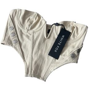 NWT White Fox Strapless Bustier Top Cream S